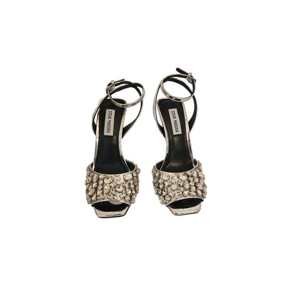 NIB Steve Madden Women's Lilac Rhinestone Peep-Toe Two-Piece Sandals 6 - Picture 1 of 7